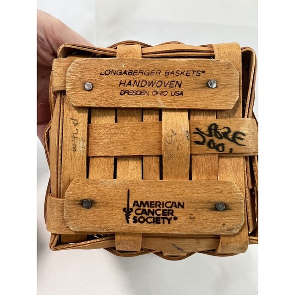 Vtg Longaberger Basket American Cancer Society Hope‎ w/ Floral Liner & Protector - Picture 7 of 10